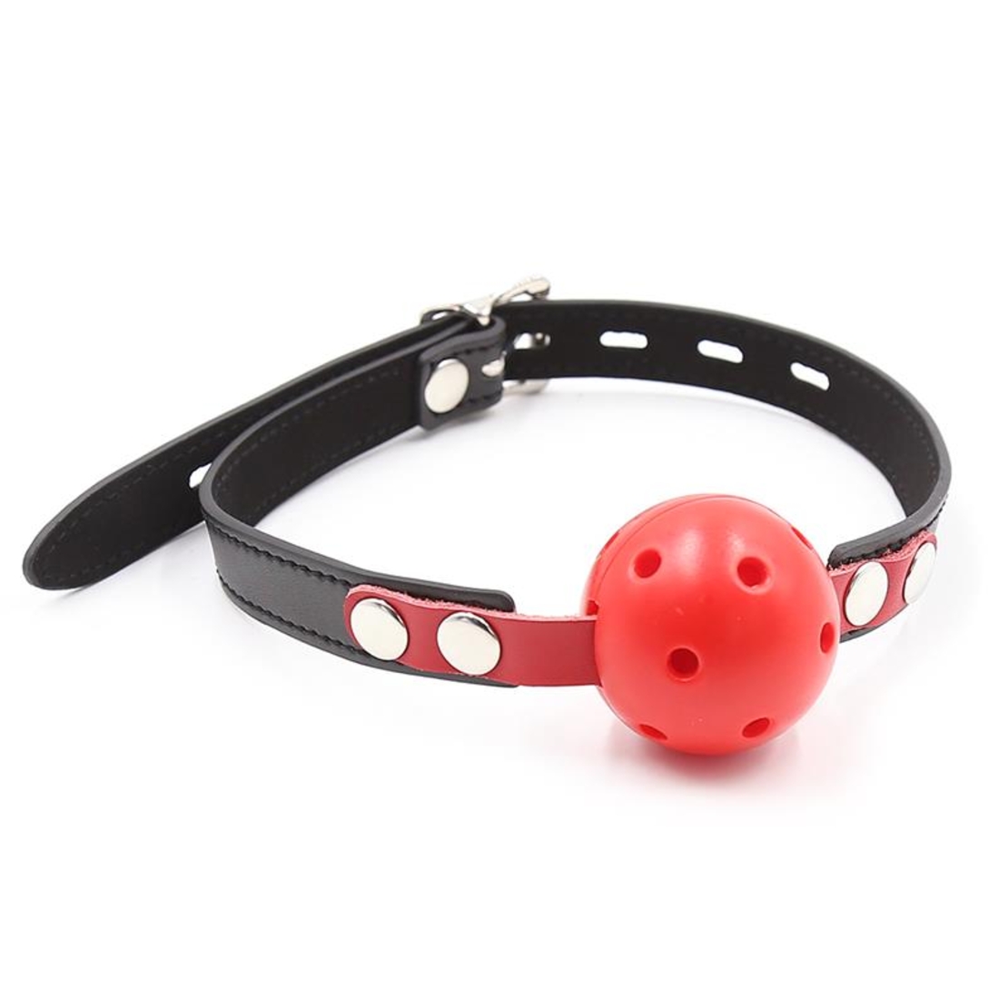 Дишащ гаг с топчета, черено и черно LATETOBED BDSM LINE