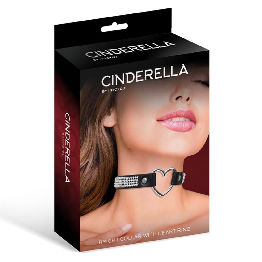 Яка CINDERELLA със сърце и кристали, стил чокър, веганска кожа, един размер