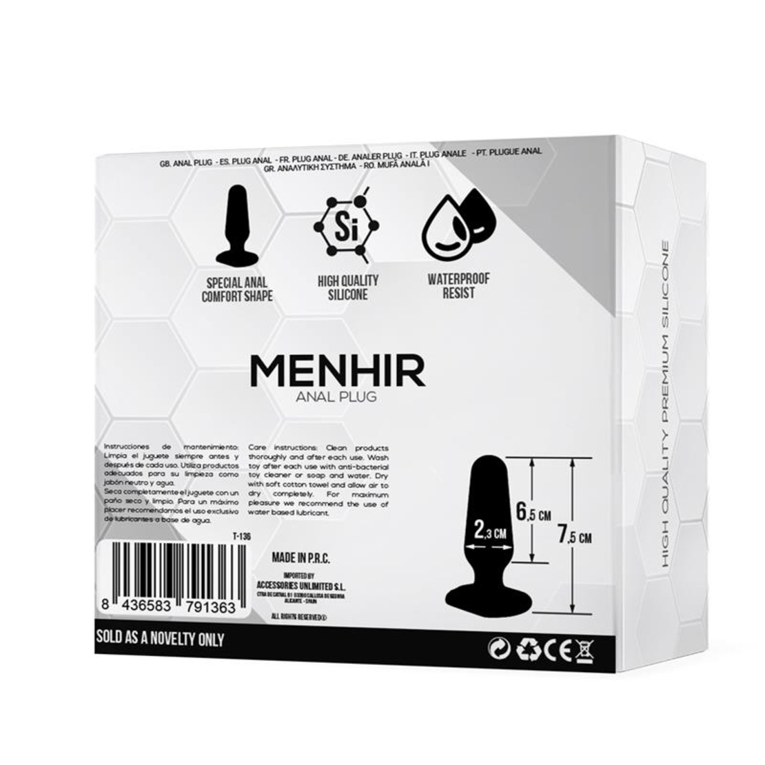 Силиконов анален плъг TARDENOCHE Menhir, черен