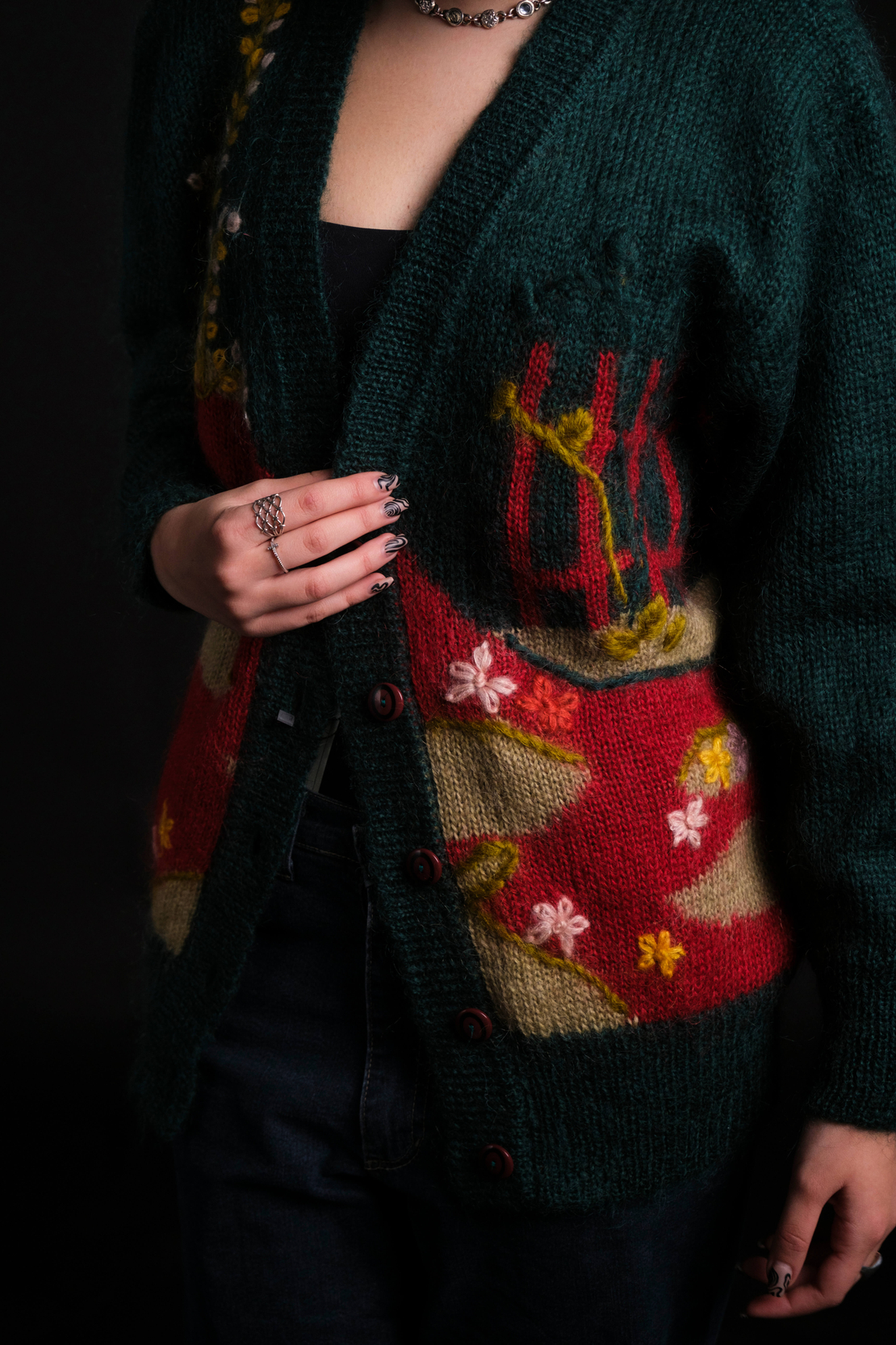 Винтидж ръчно плетена жилетка