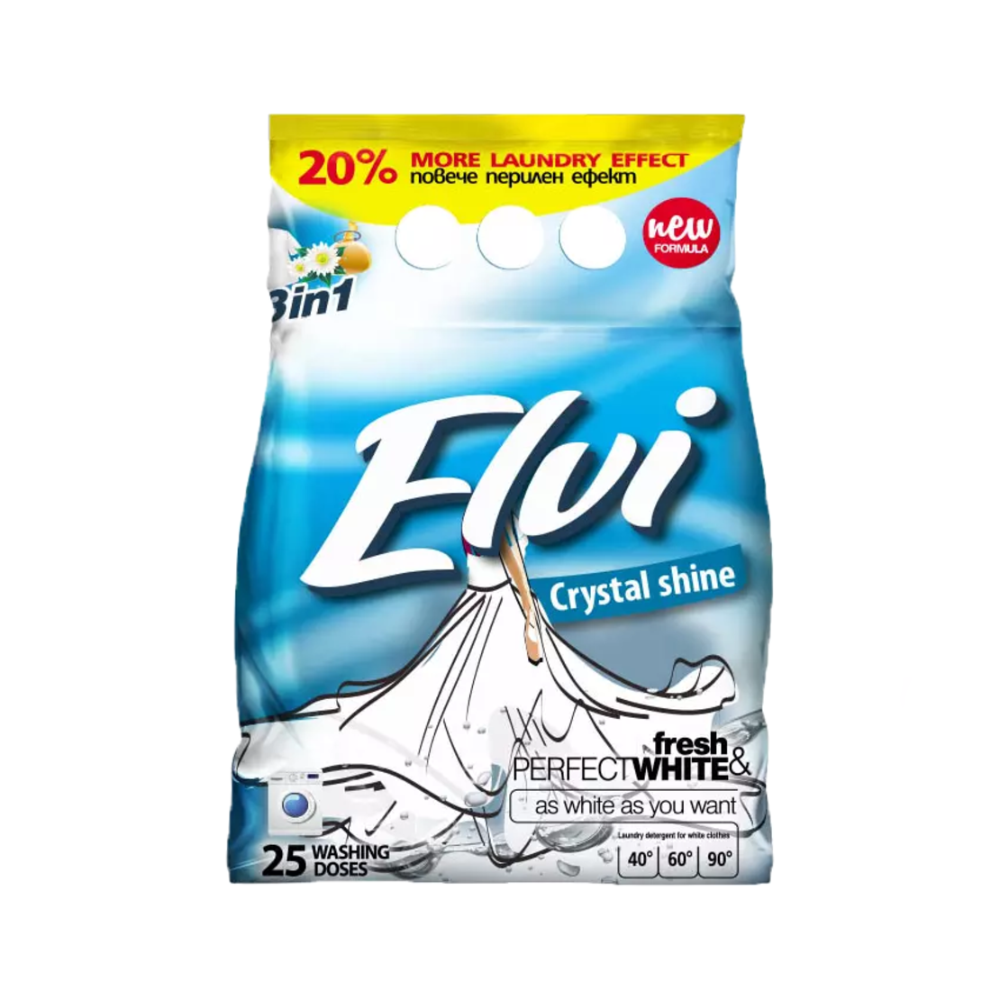 ELVI CRYSTAL SHINE WHITE ПРАХ ЗА ПРАНЕ 2 кг.