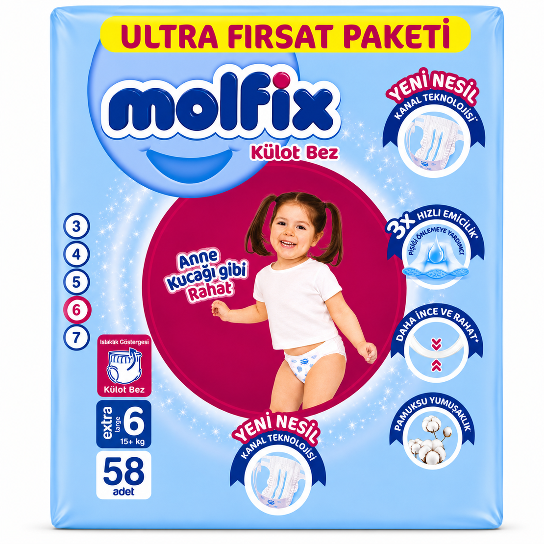 MOLFIX GIGA PACK ПЕЛЕНИ ГАЩИ ЗА ДЕЦА №6 15+ кг. 58 бр. / опак.