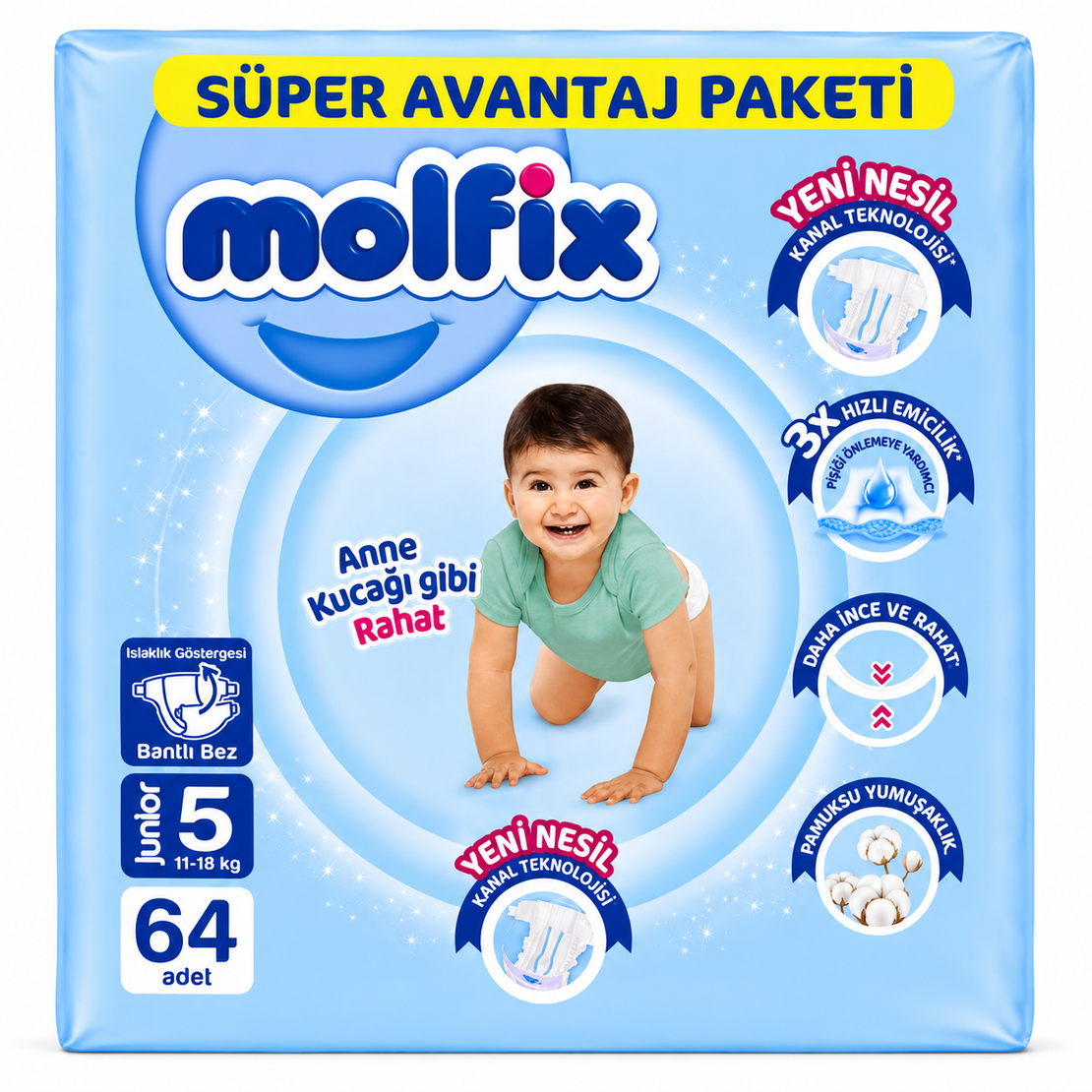 MOLFIX GIGA PACK ПЕЛЕНИ ЗА ДЕЦА №5 11-18 кг. 64 бр. / опак.
