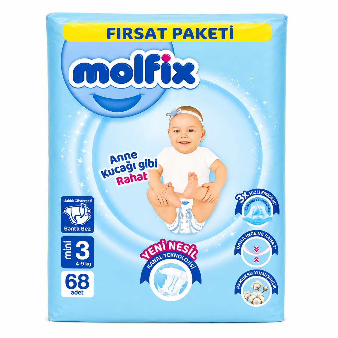 MOLFIX ПЕЛЕНИ ЗА ДЕЦА №3 4-9 кг. 68 бр. / опак.