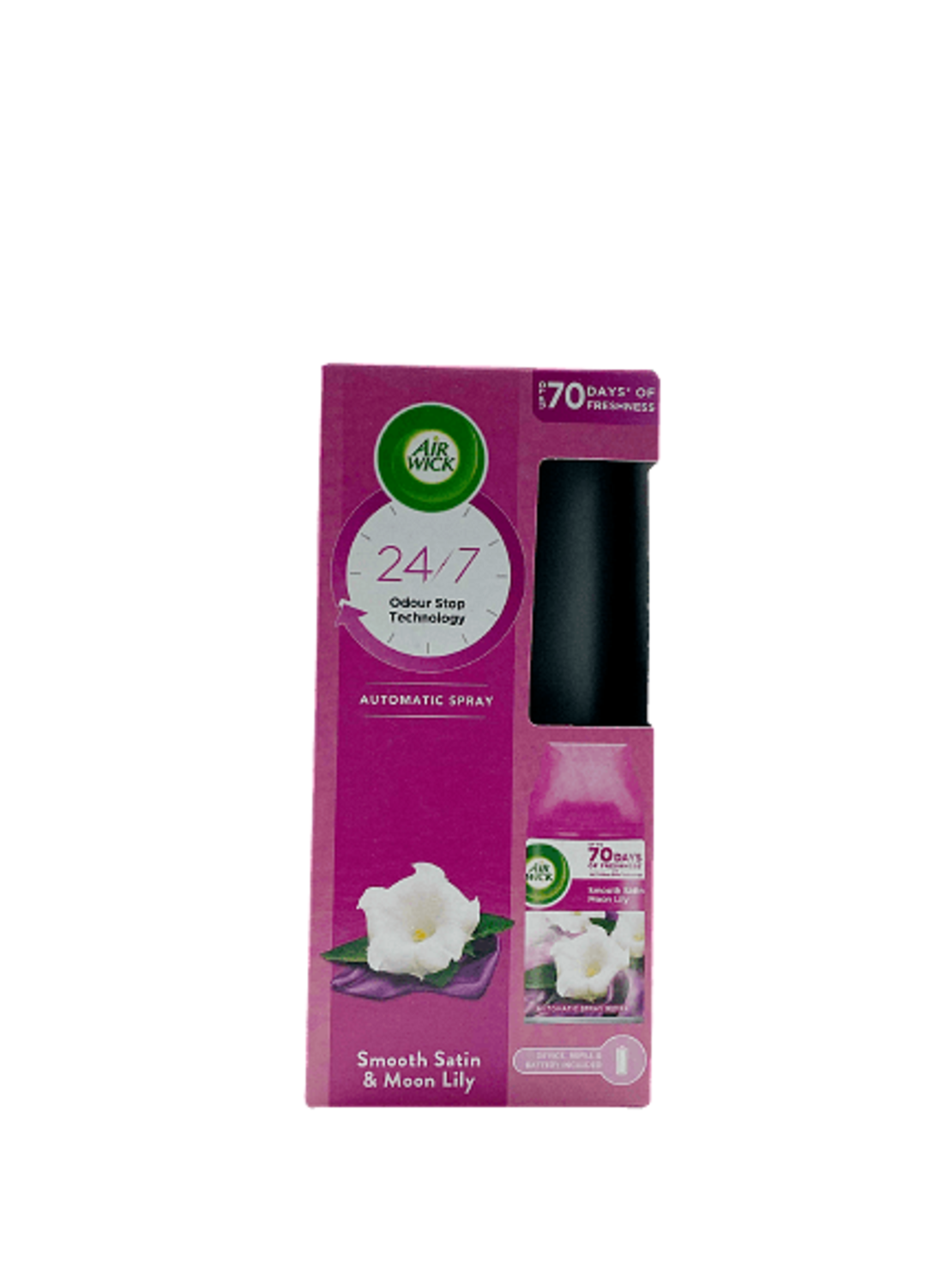 AIR WICK SMOOTH SATIN & MOON LILY КОМПЛЕКТ МАШИНКА И ПЪЛНИТЕЛ 250 мл.
