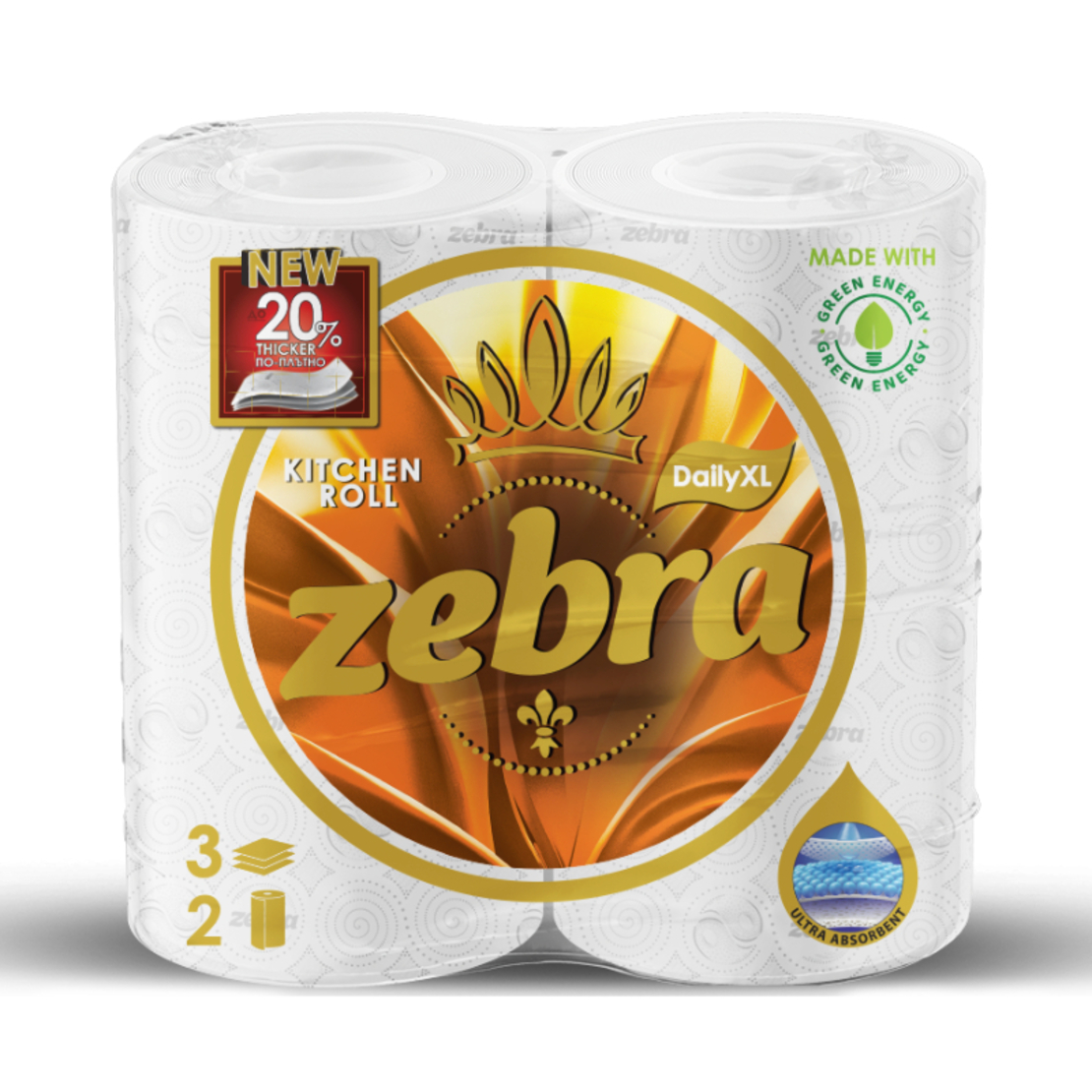 ZEBRA DAILY XL КУХНЕНСКА ХАРТИЯ 3 пласта 2 бр./опак.