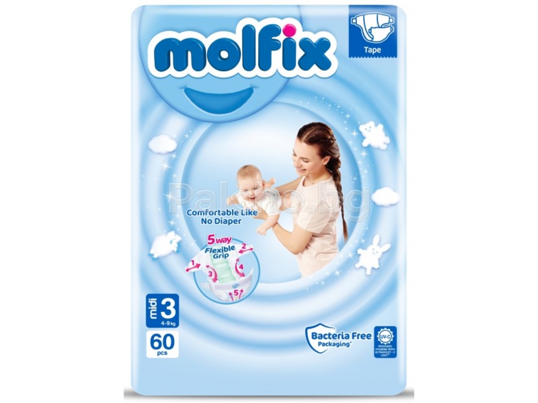MOLFIX ПЕЛЕНИ ЗА ДЕЦА №3 4-9 кг. 60 бр. / опак.