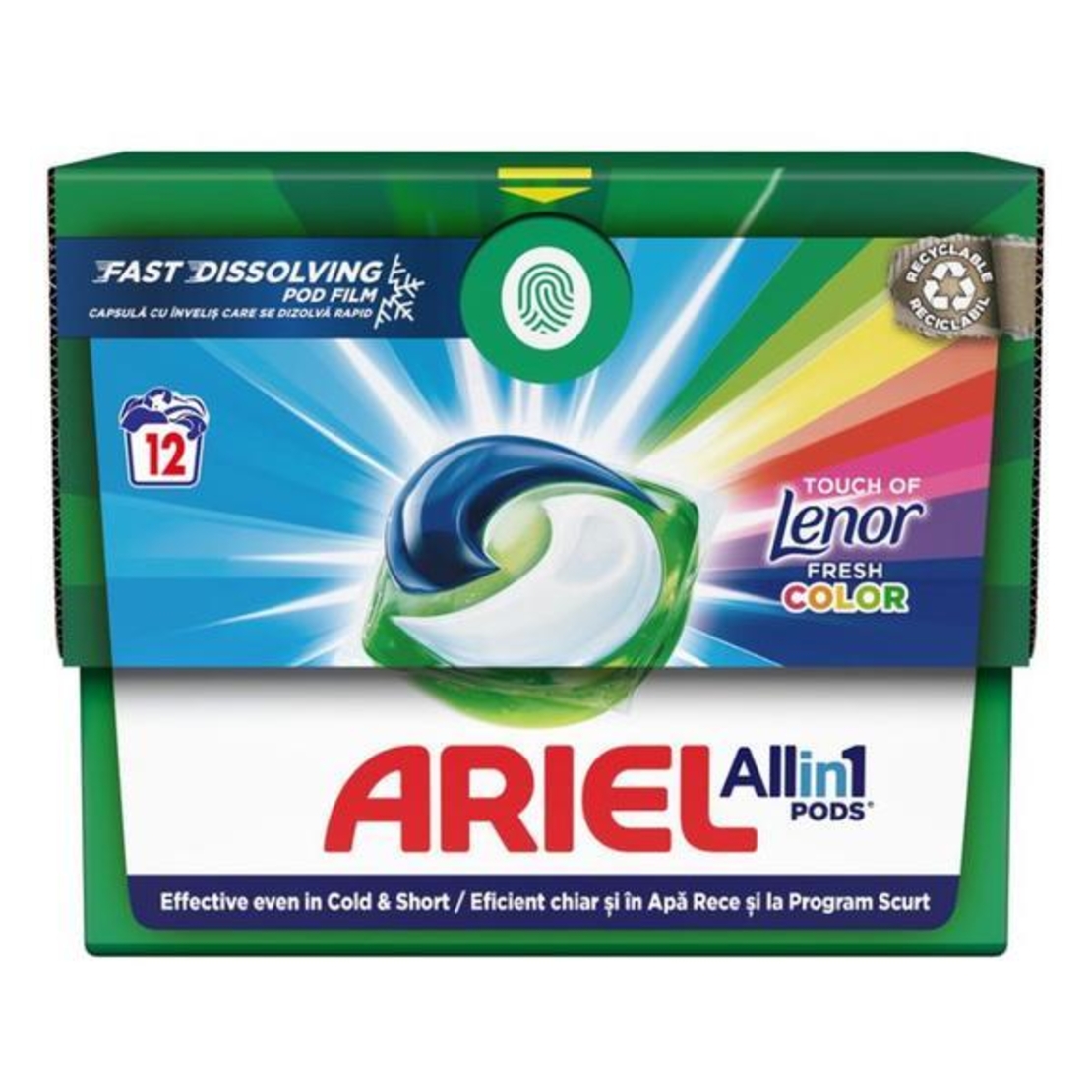 ARIEL LENOR FRESH COLOUR ГЕЛ КАПСУЛИ ЗА ПРАНЕ 12 бр. / опак.