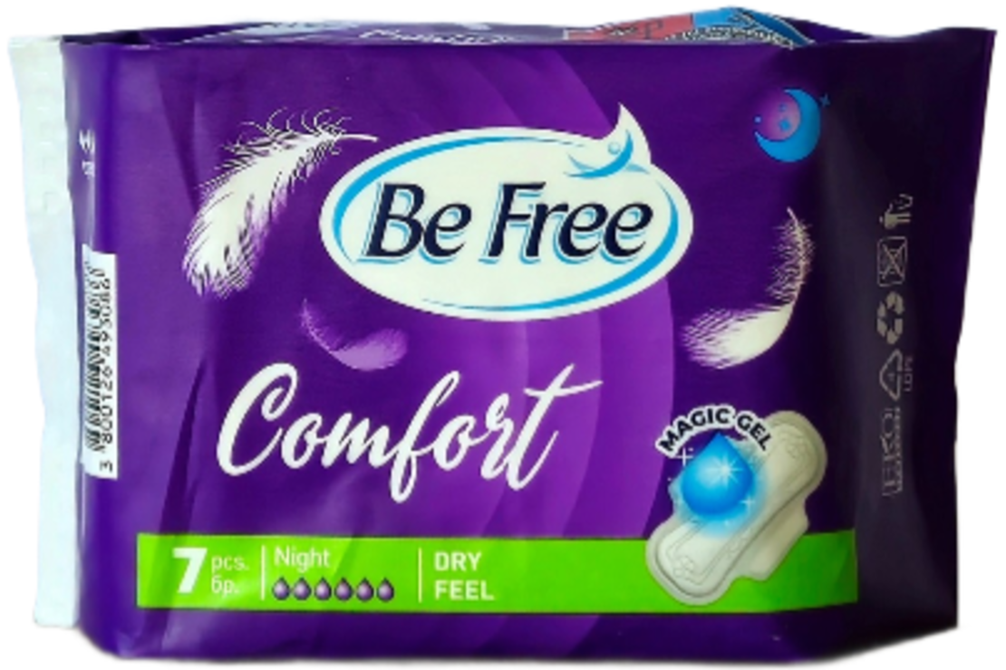BE FREE COMFORT NIGHT DRY FEEL ДАМСКИ ПРЕВРЪЗКИ 7 бр. / опак.