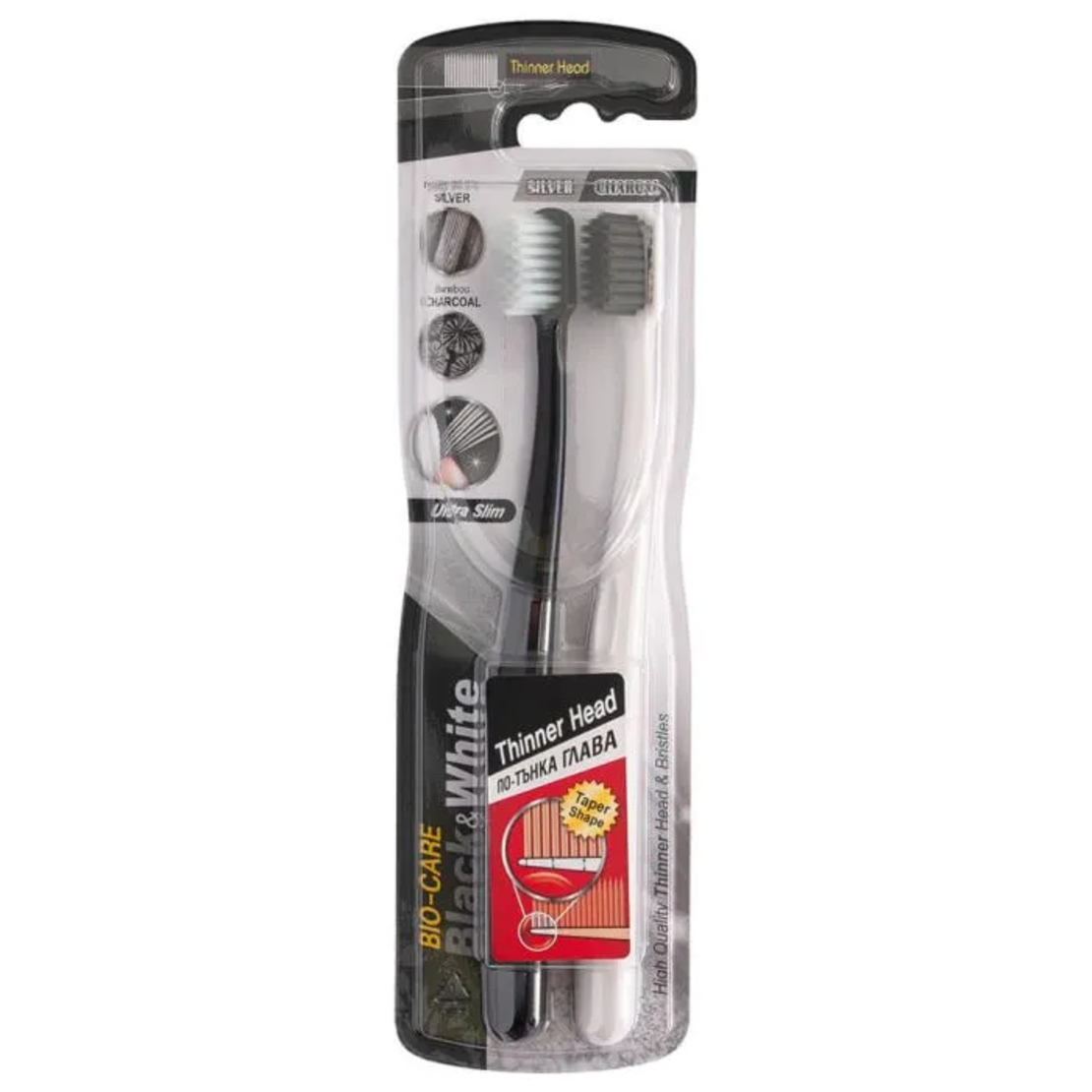 BIO CARE BLACK & WHITE ЧЕТКИ ЗА ЗЪБИ 2 бр. / опак.
