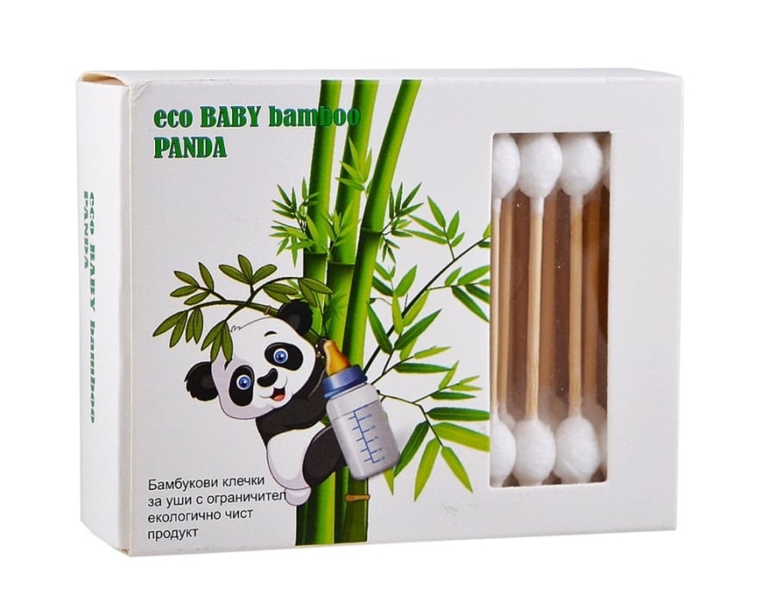 PANDA БАМБУК БЕБЕ КЛЕЧКИ ЗА УШИ С ОГРАНИЧИТЕЛ 55 бр.