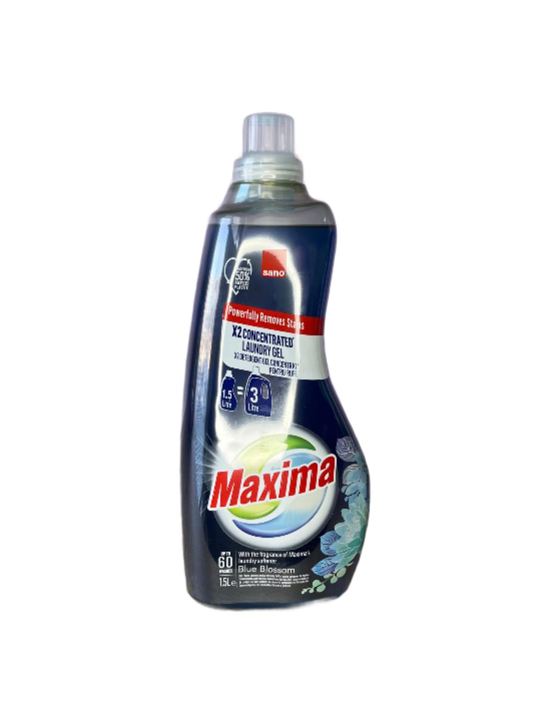 SANO MAXIMA BLUE BLOSSOM ТЕЧЕН ПЕРИЛЕН ПРЕПАРАТ ЗА БЕЛИ И ЦВЕТНИ ТЪКАНИ 1500 мл.