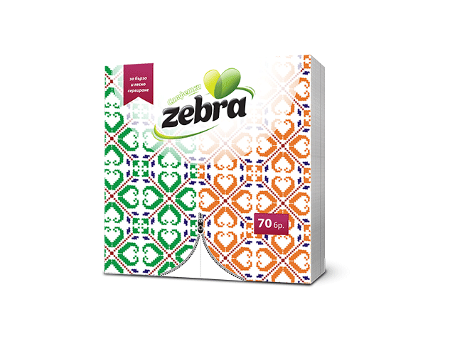 ZEBRA СГЪНАТИ САЛФЕТКИ 70 бр.