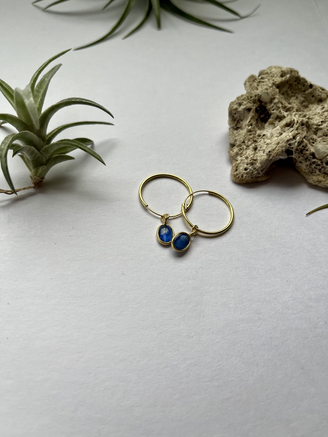 Gold plated kyanite hoops