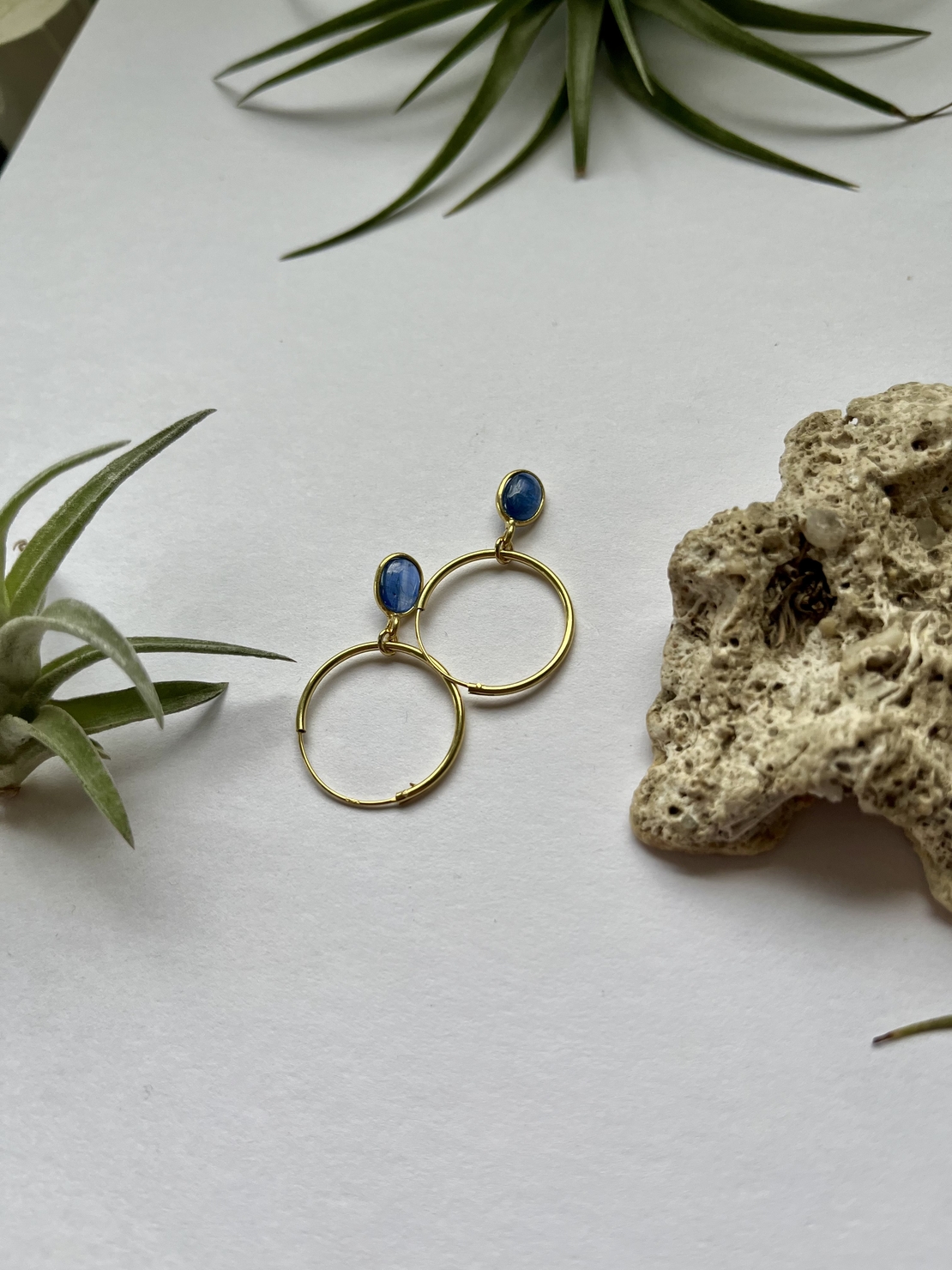 Gold plated kyanite hoops