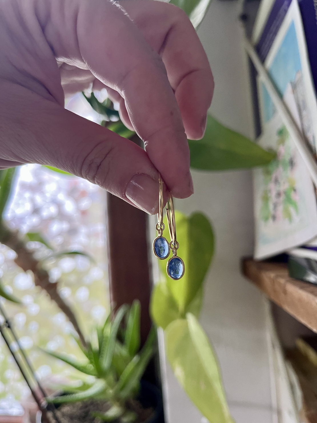 Gold plated kyanite hoops