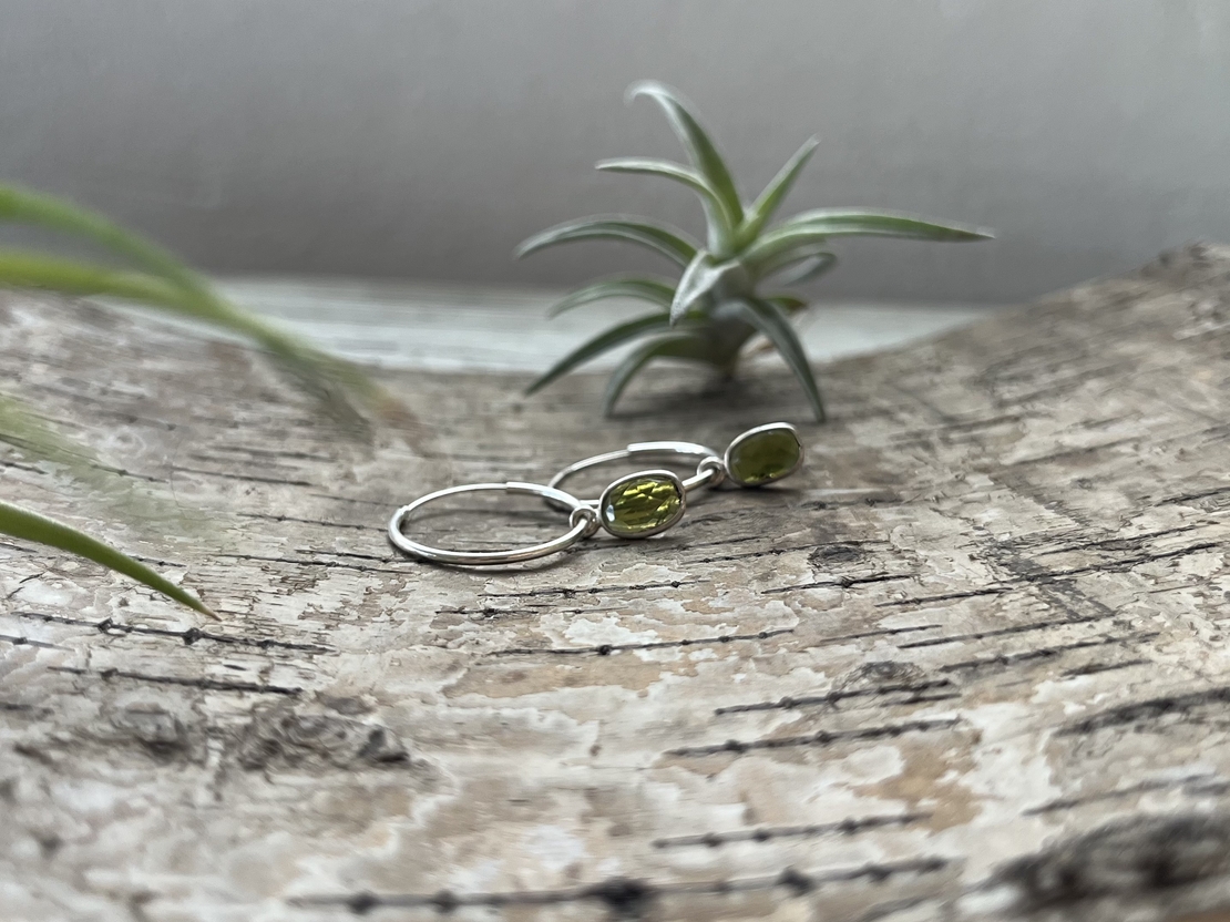 Green tourmaline hoops
