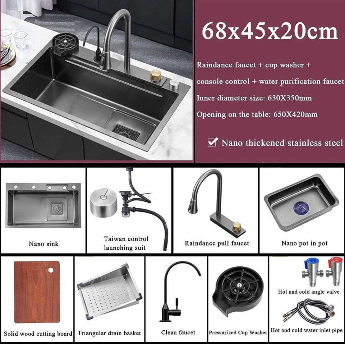 Висококачествена кухненска мивка 68x45x20