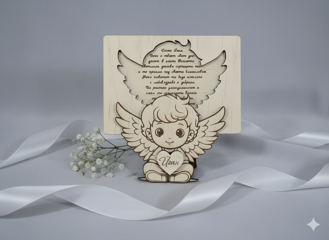 Картичка - ангелче с име