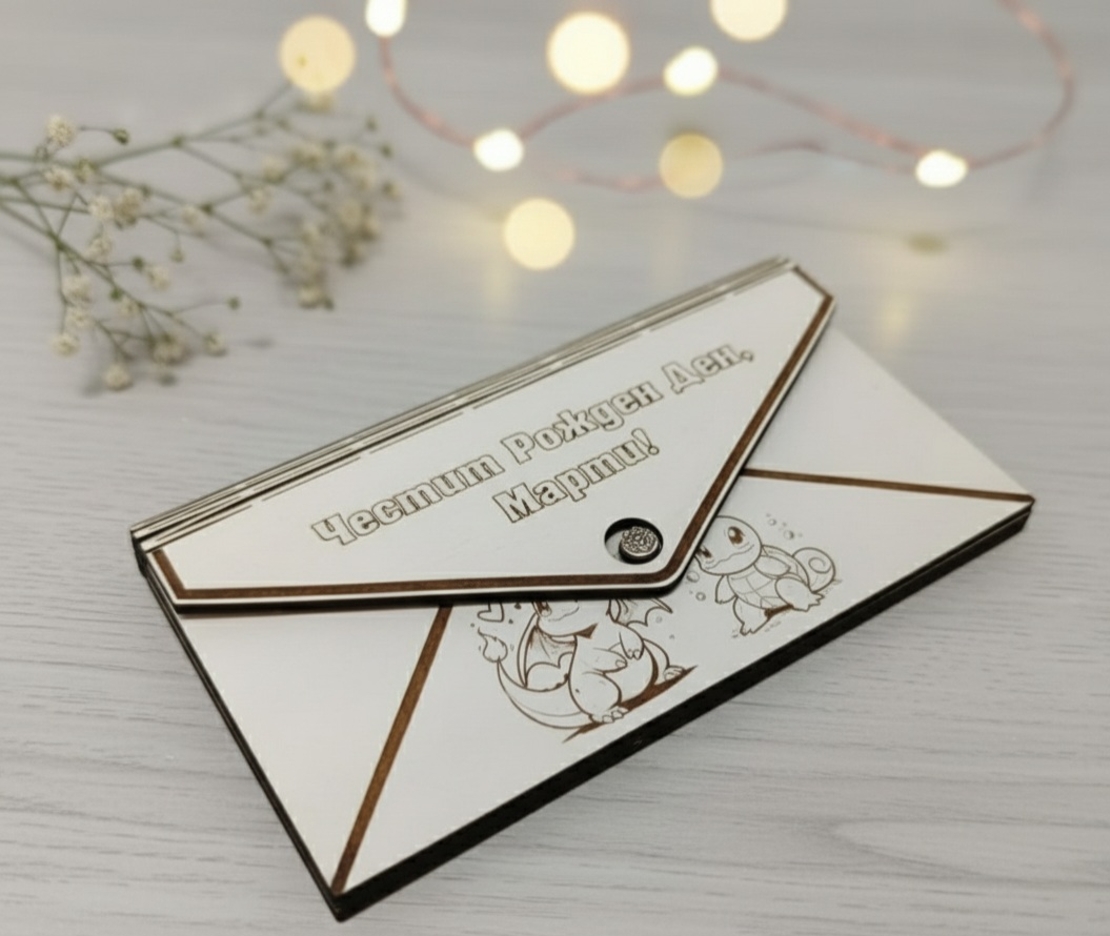 Дървена картичка,,Портмоне