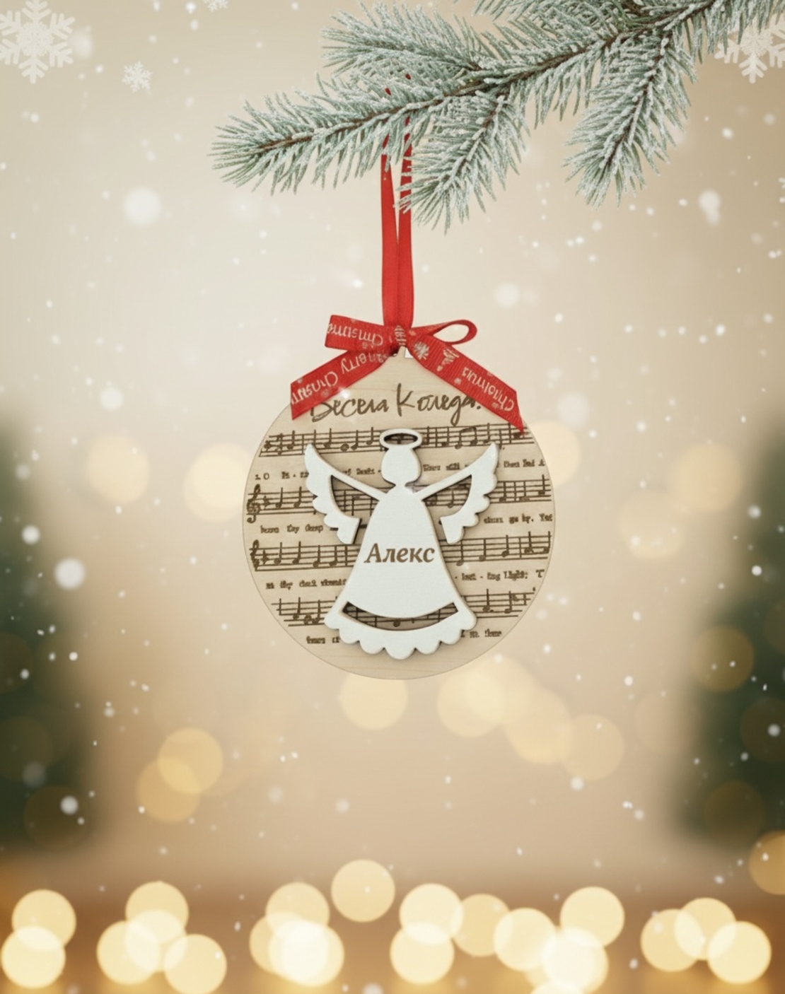 Коледна декорация с персонализирано ангелче
