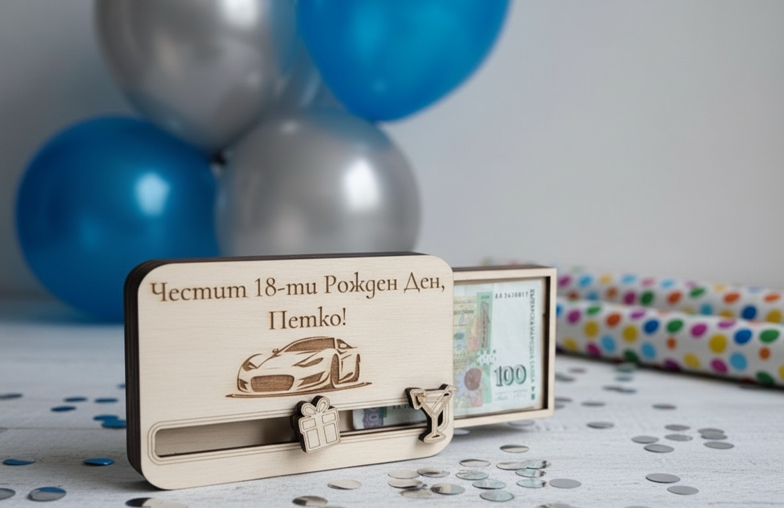 Картичка за пари с бутащ механизъм