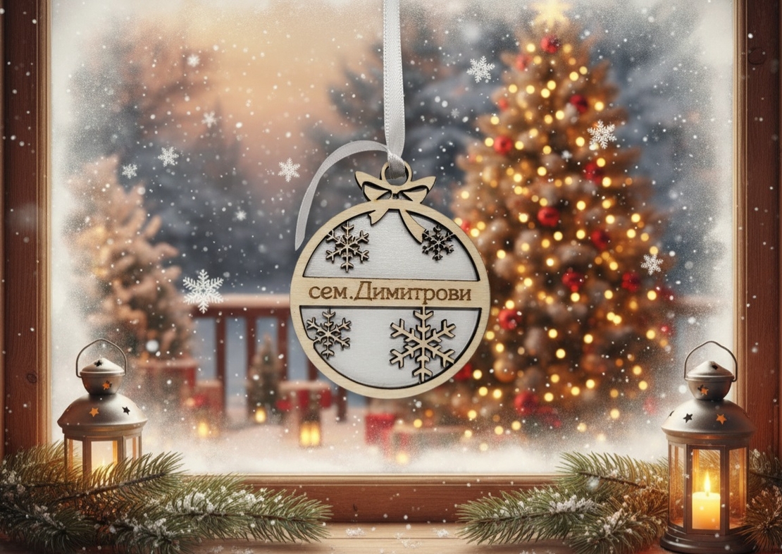 Коледна топка с име-Снежинка