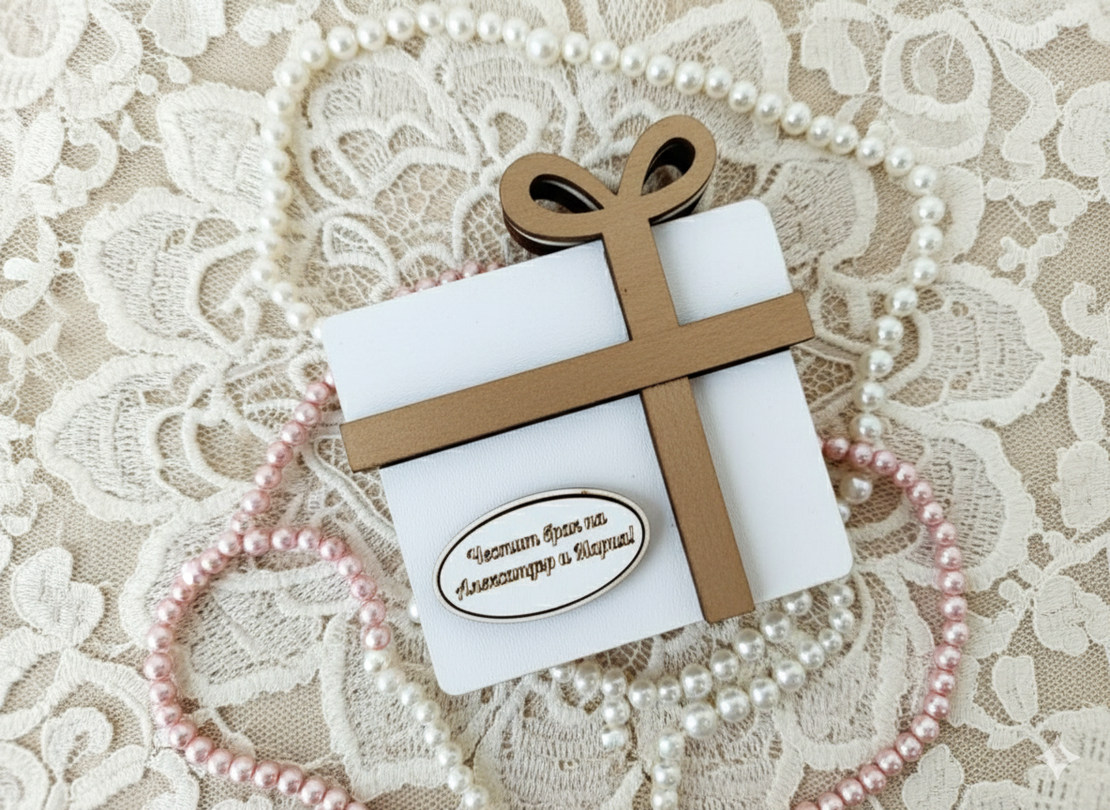 Дървена картичка ,,Подарък