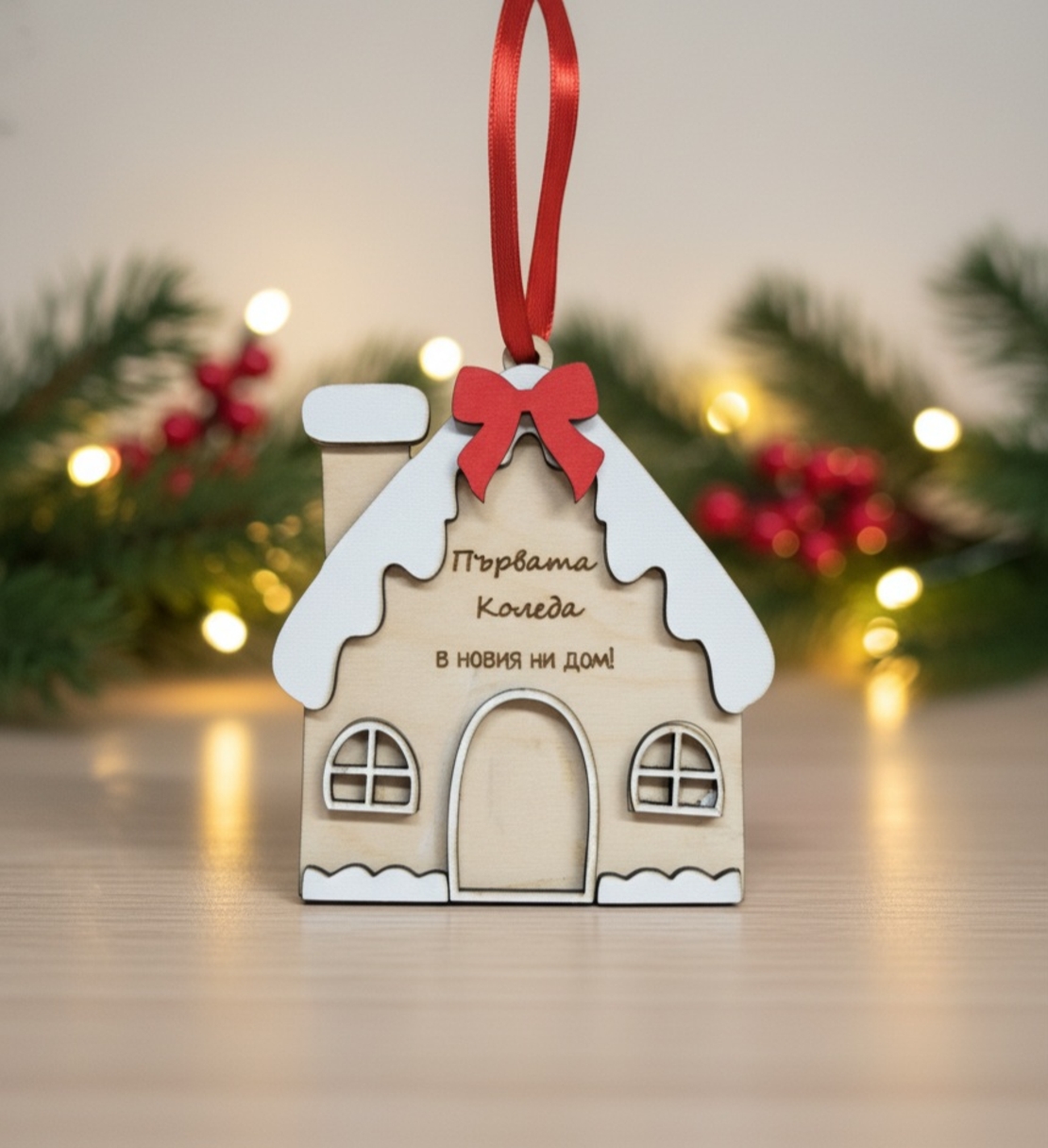 Коледна къща с панделка