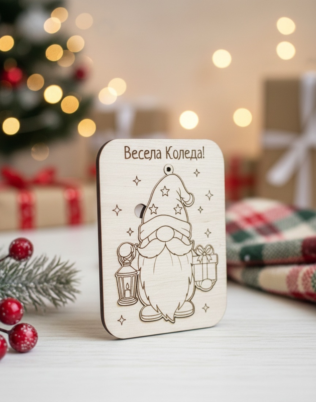 Коледна картичка +Орнамент за елха