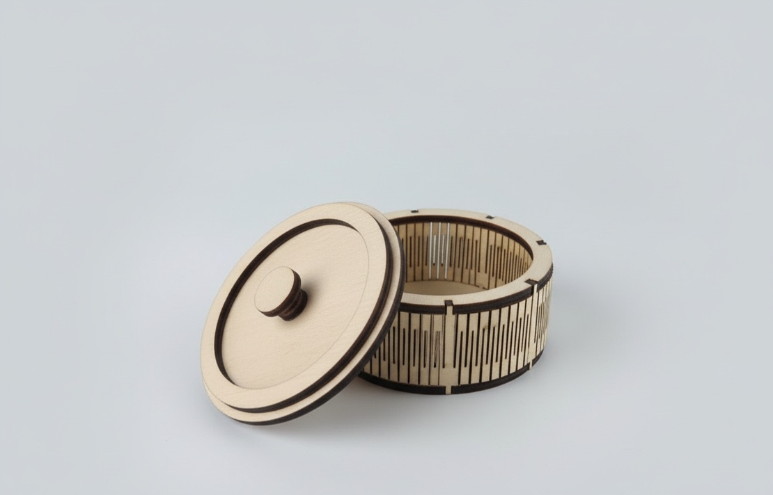 Кръгла дървена кутийка