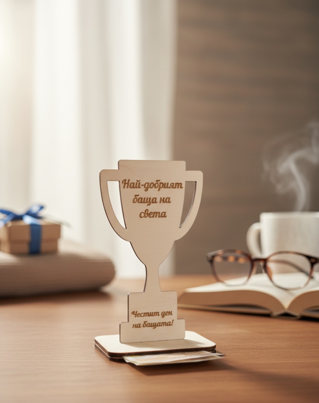 Дървена купа с място за парична сума