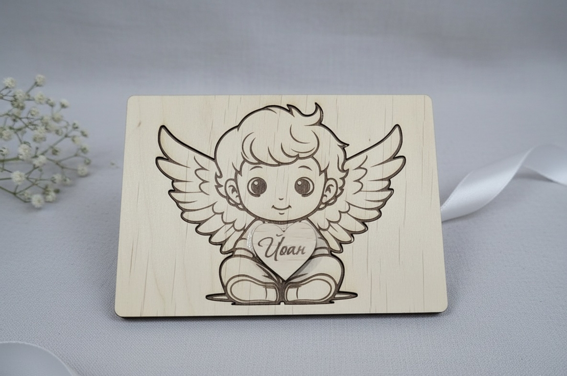Картичка - ангелче с име