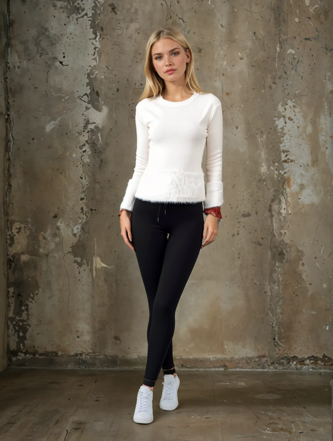 Elegant Plush Detail Sweater 'Botina' - Ecru