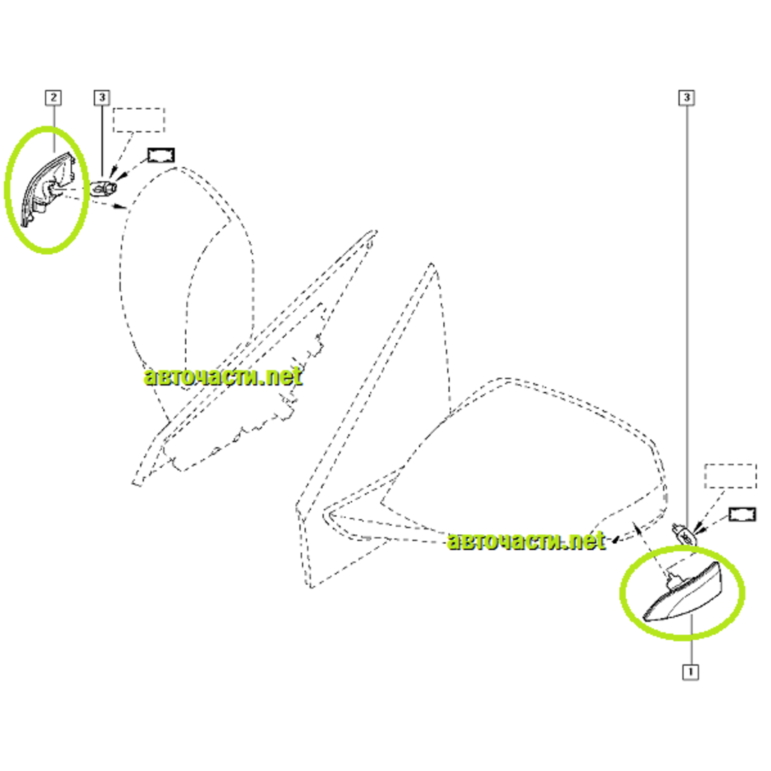 Мигачи за странично огледало на RENAULT