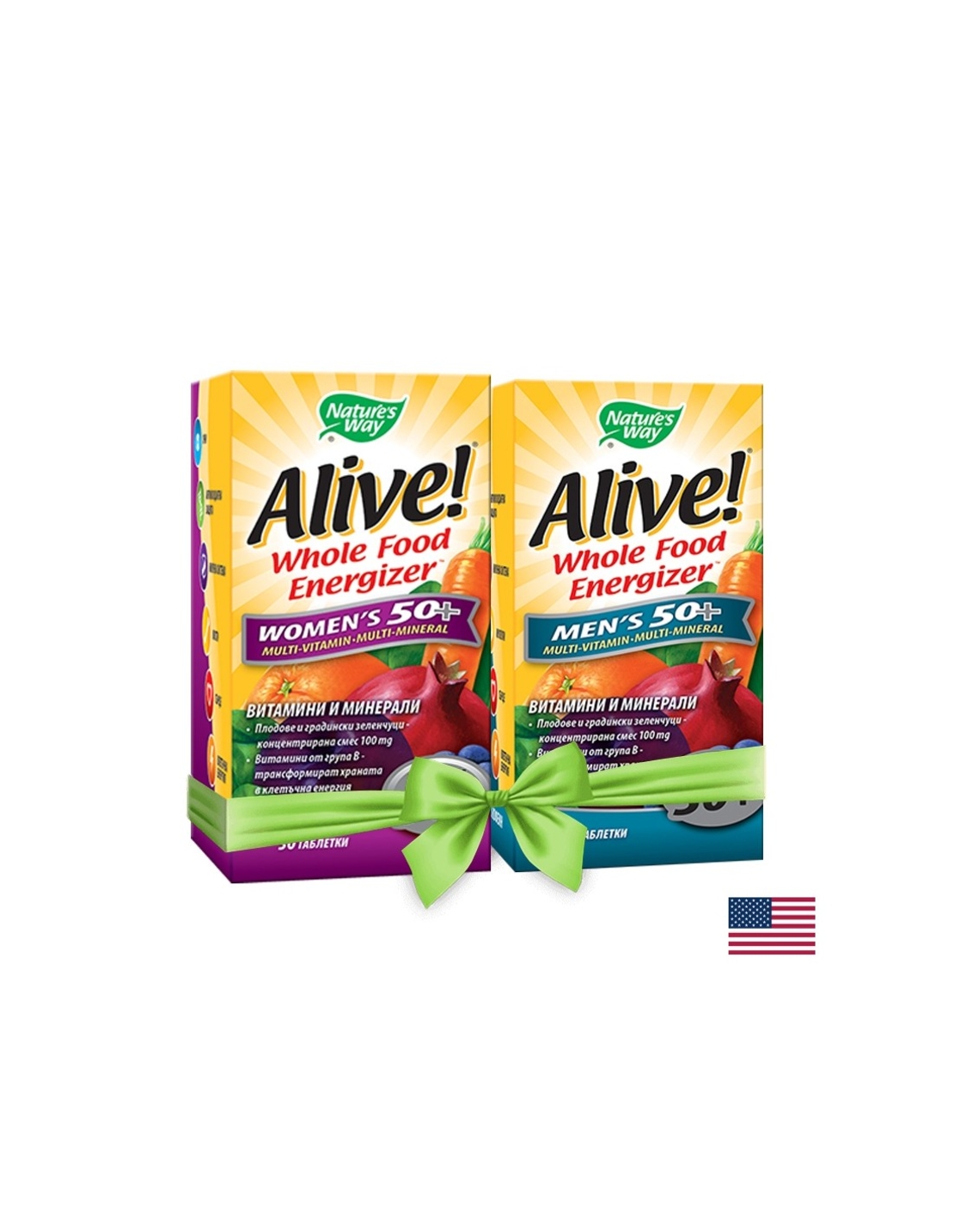Промо пакет Мултивитамини Alive! таблетки за жени 50+ и мъже 50+