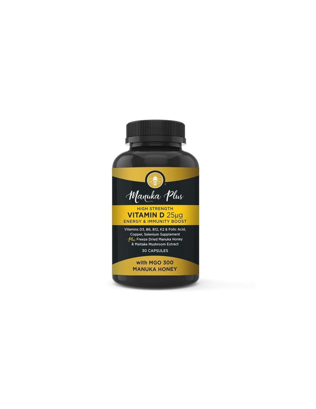 Manuka Plus High Strength Vitamin D3 25 µg Energy & Immune Boost Формула за силен имунитет с мед от манука 30 капсули