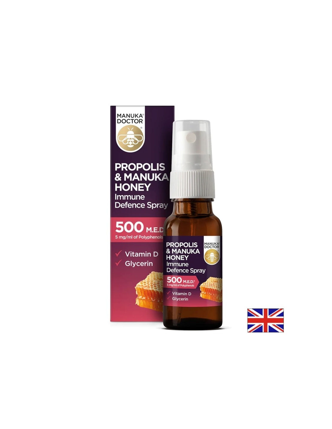 Propolis & Manuka Honey Immune Defence Spray Спрей за уста за имунна защита с прополис и мед от манука 500 M.E.D 20 ml