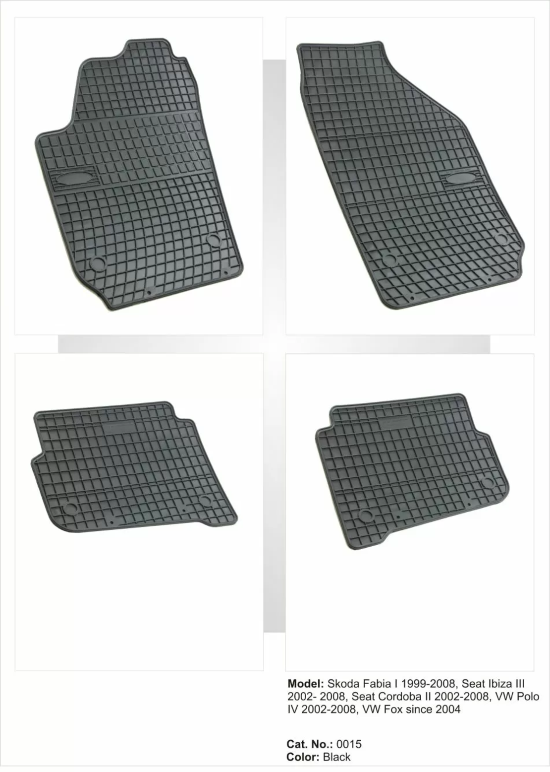 Гумени стелки за VW Polo (2002-2008) / SEAT Cordoba, Ibiza (2002-2008) / SKODA Fabia (1999-2008)