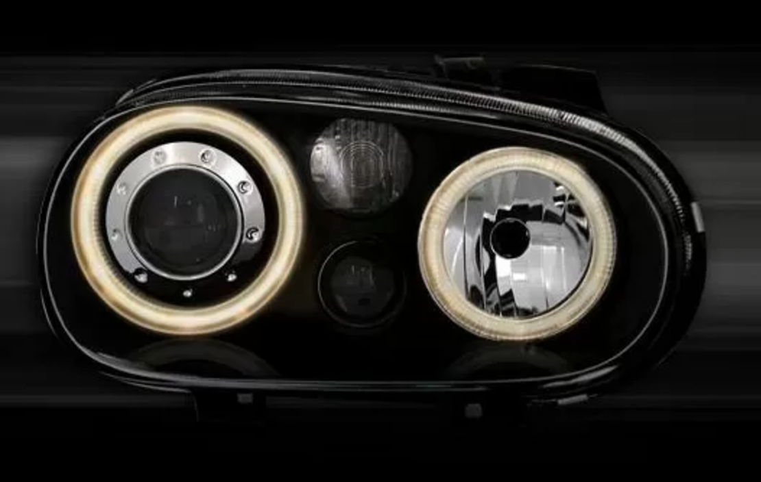 Кристални фарове Angel Eyes GOLF 4 R32 - черни