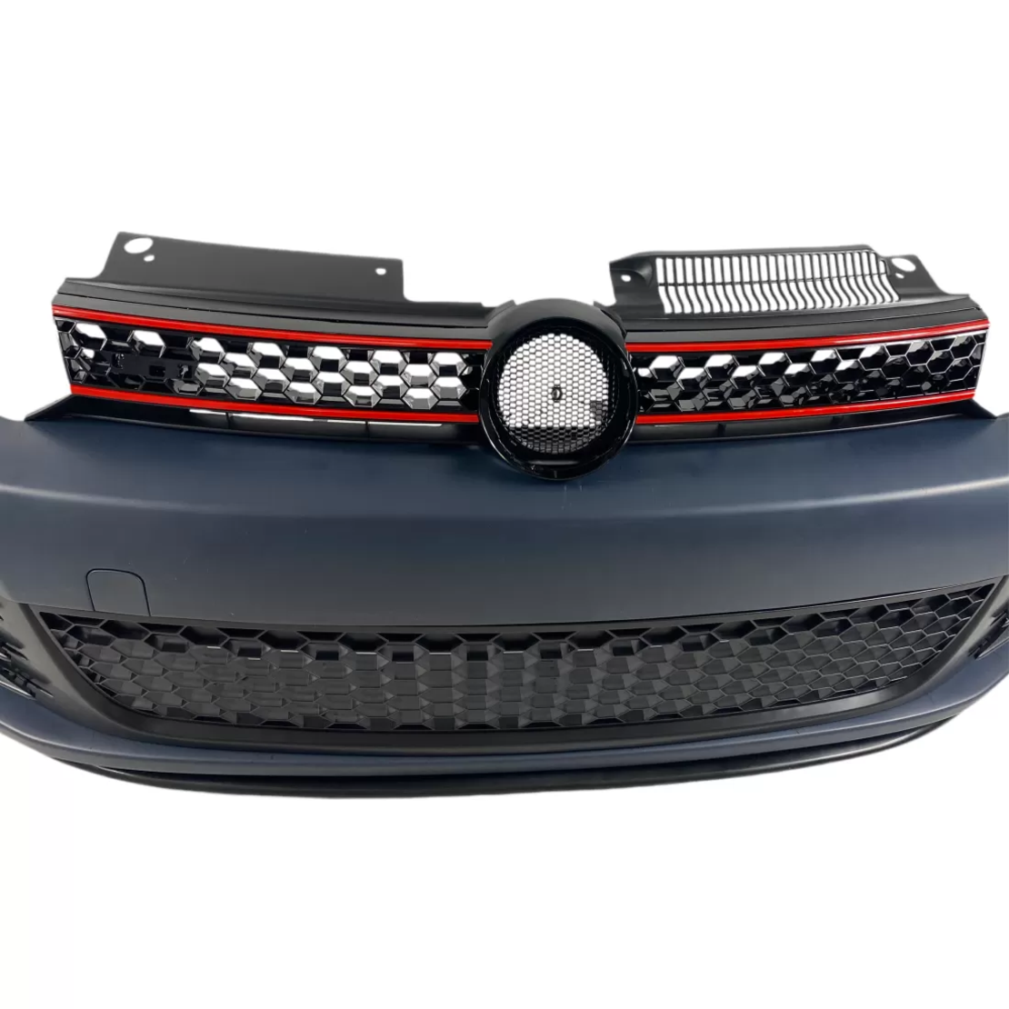 Предна броня за VW GOLF 6 с решетка и халогени - GTI дизайн с и без отвори за парктроник груднирана