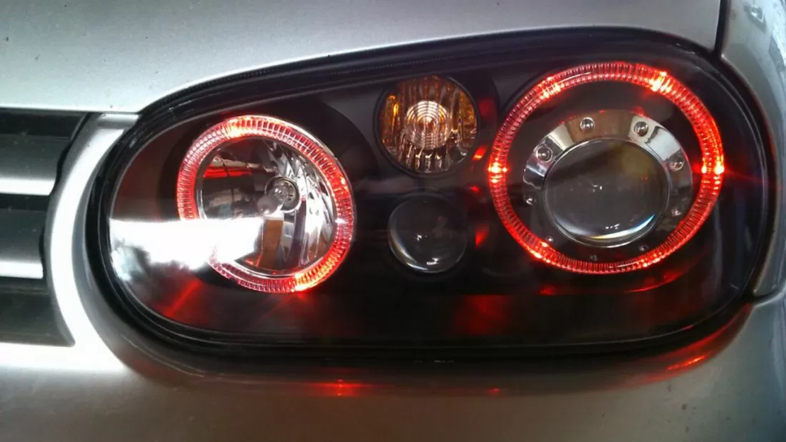 Кристални фарове Angel Eyes GOLF 4 R32 - хром