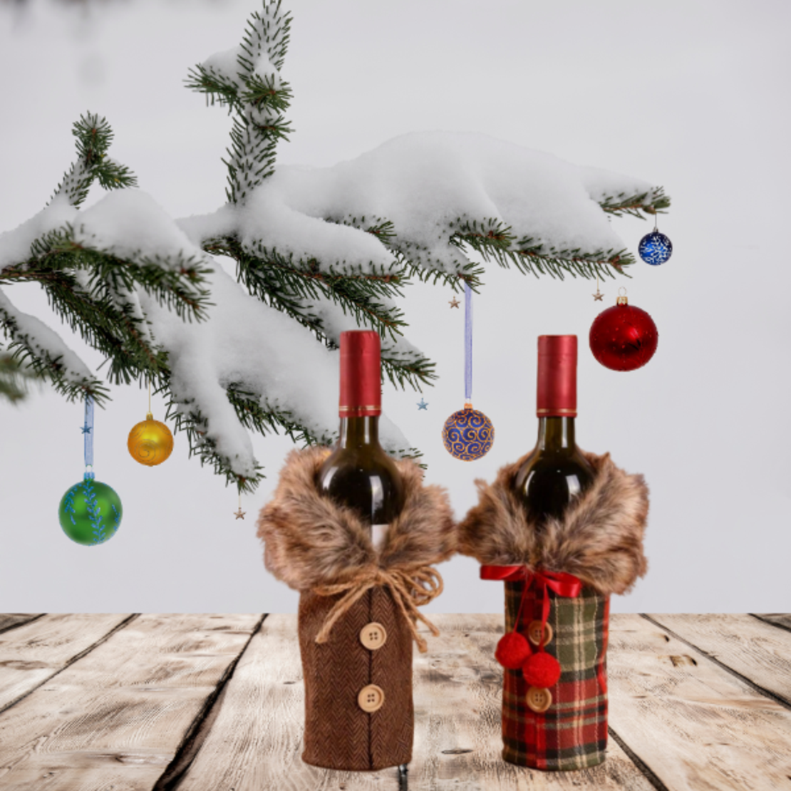 Коледно палтенце  за винени бутилки