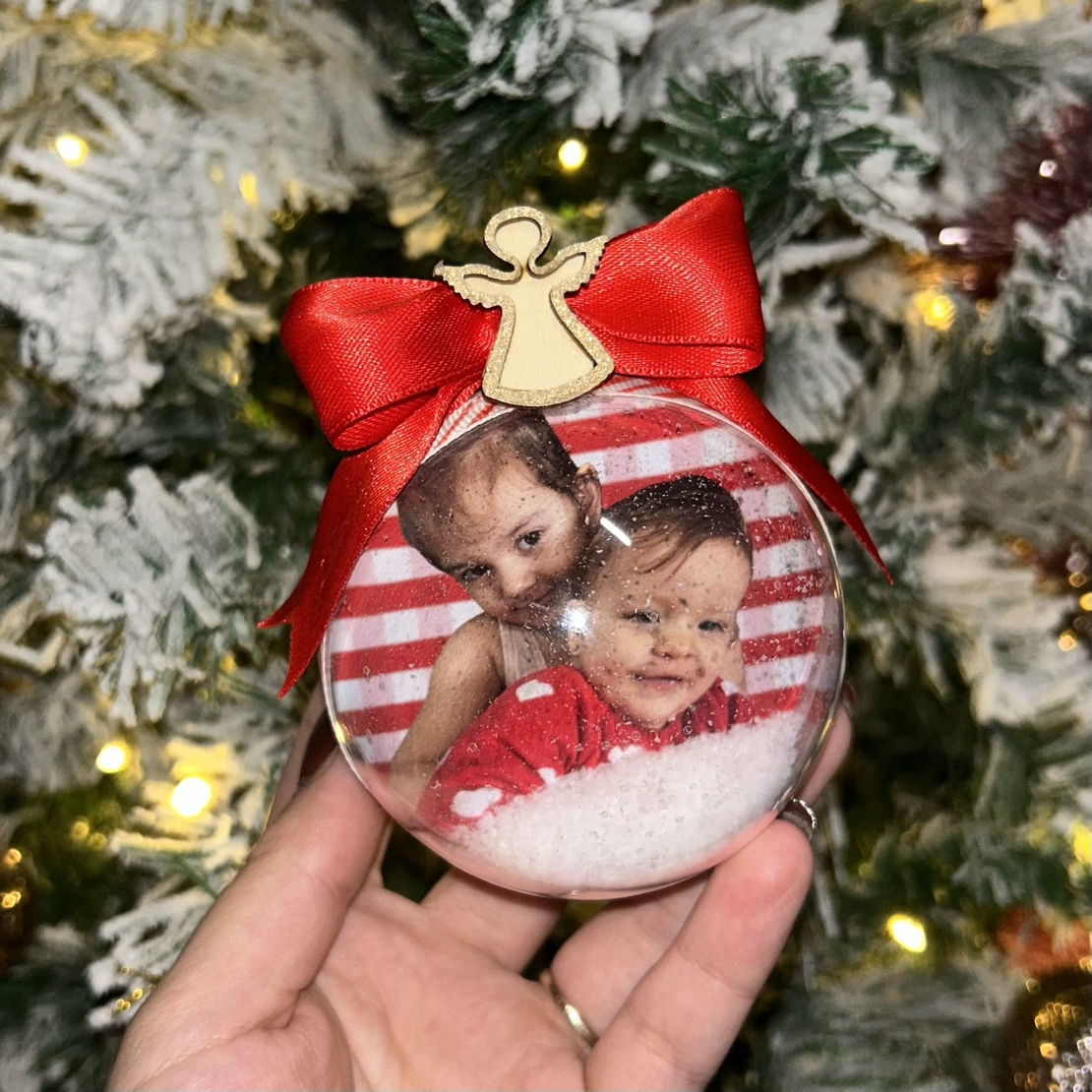 Коледна топка със снимка - 8 см