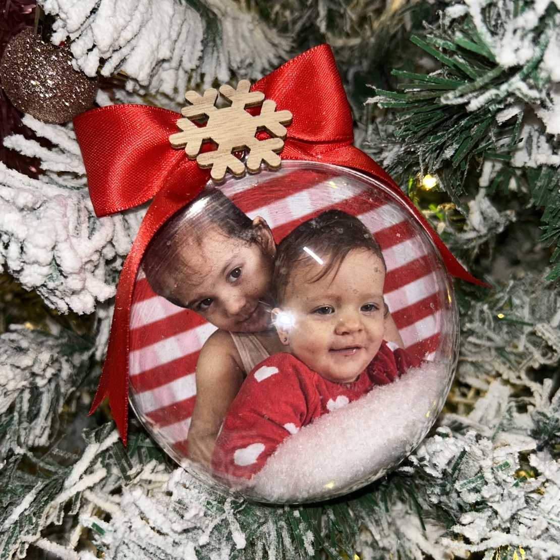 Коледна топка със снимка - 10 см