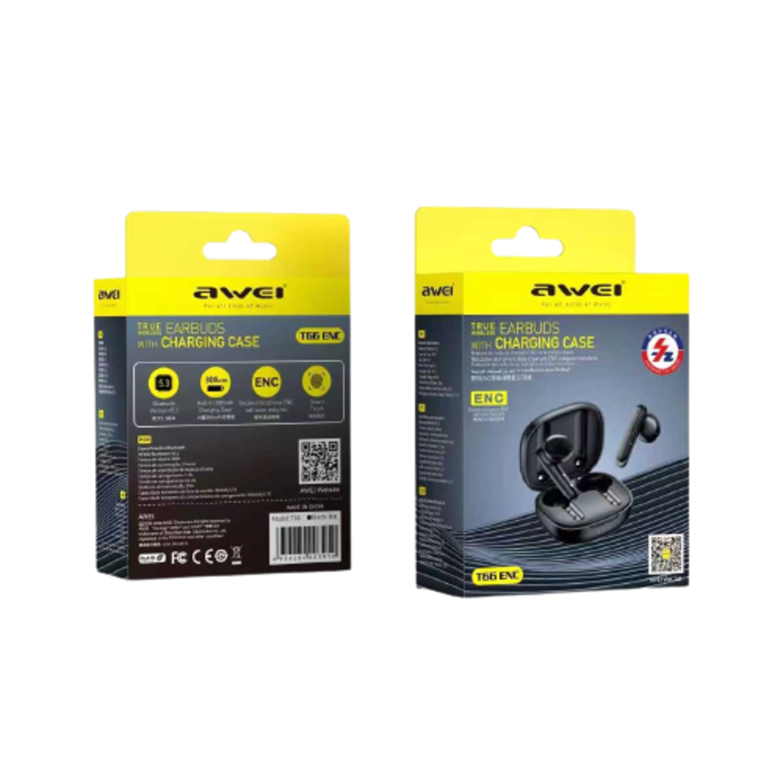 Безжични слушалки с калъф за зареждане - Bluetooth - T66 - AWEI - 888629