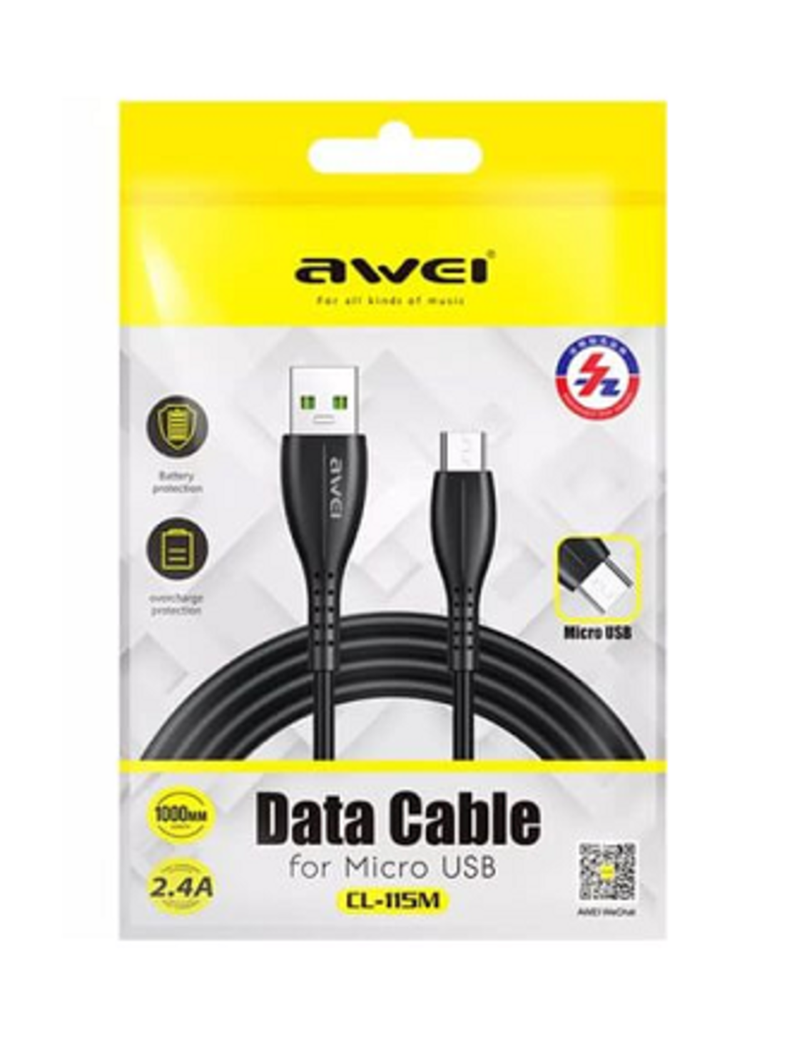 Кабел и данни за зареждане - Micro USB - CL -115M - 1M - AWEI - 887813