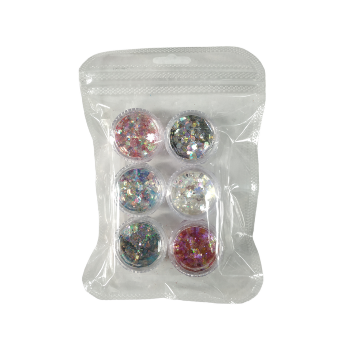 Комплект от  6 броя цветни гел лакове -Glitter- ND129 - 910556