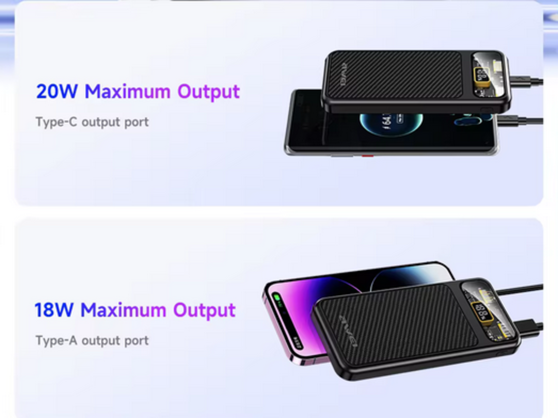 Външна батерия - P105K - 10.000mah - AWEI - 005197 - Черна