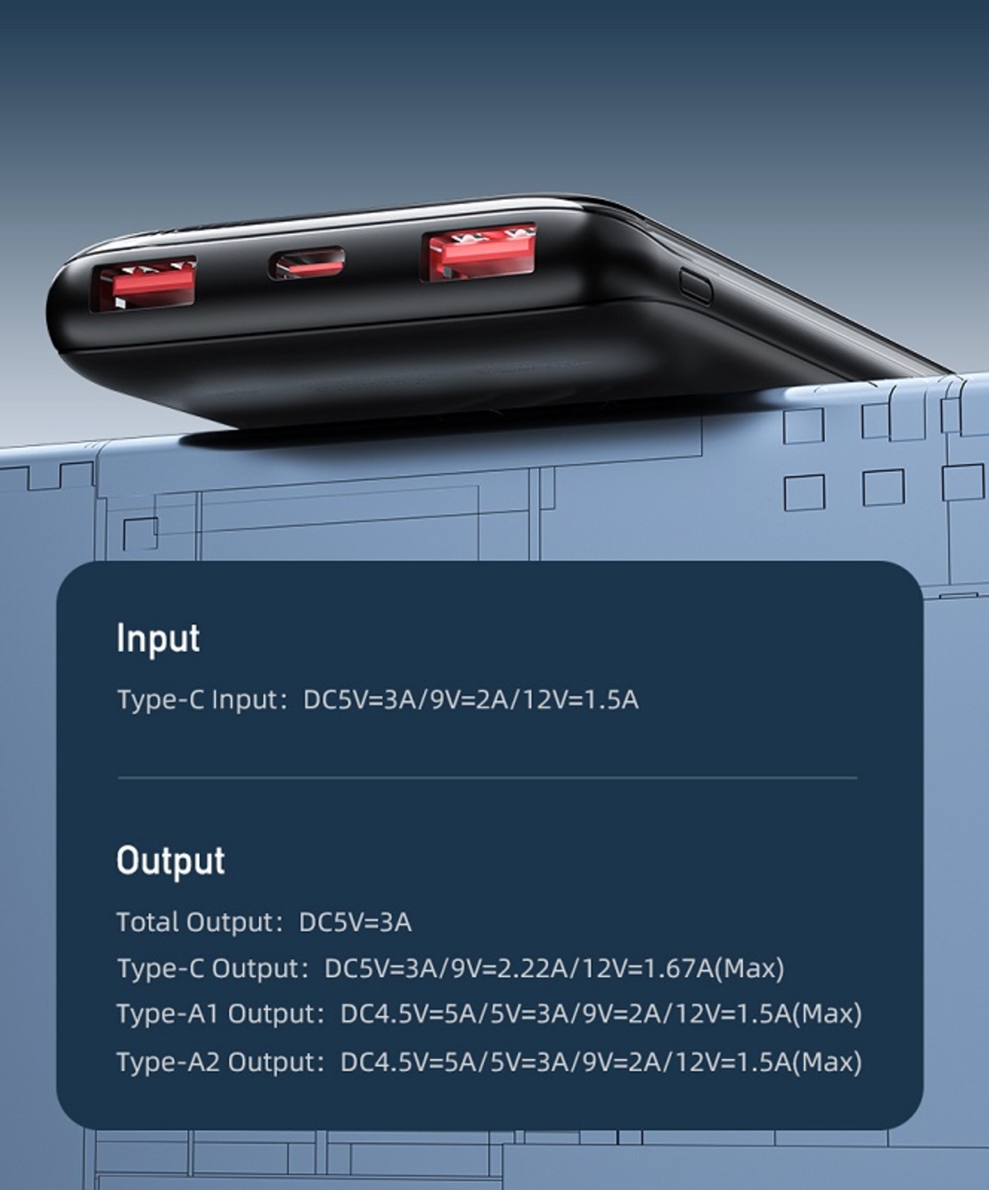 Външна батерия - 10.000mah - 22.5W - P143K - Awei - 888612
